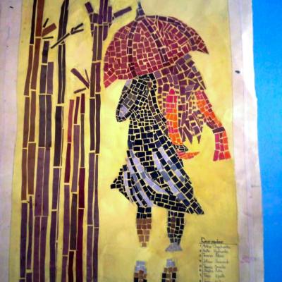 For The Mosaic Work Above Weve Improvised Some Frames Using Carton Boxes. Well Display Them On One Of The Walls Today. 4